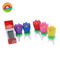 Wholesale colour lotus music rotating flower happy birthday candles